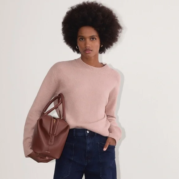 Everlane The Coccoon Crew Sweater In Plush Cotton Wool Alpaca Pink NWT - Picture 13 of 14